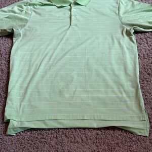 Adidas Men's Green Striped Polo Shirt Size L